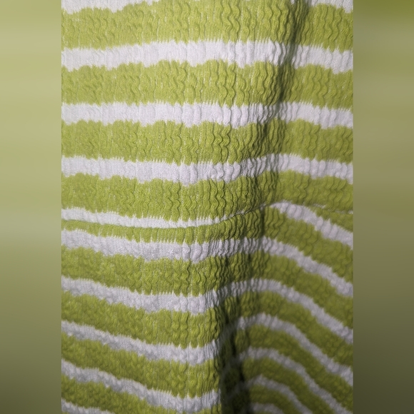 NWT, Green/White white striped, ruffle, square neck tank top- women's size small - Picture 2 of 5